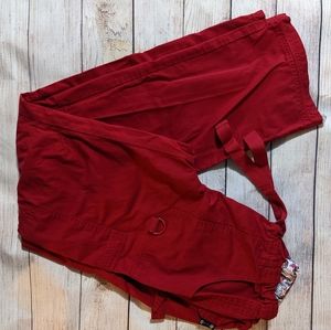 Koi Lindsey Cargo Scrub Pants, Women's Small Tall, Red